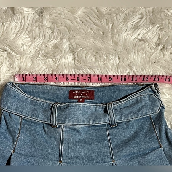 Vintage 90s Y2K Miss Sixty Light Denim Micro Mini Skirt Pleated Side Zip Stretch - Picture 6 of 11